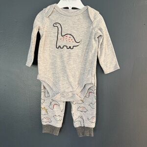 Baby Essentials Gray Dinosaur Print 3 Piece Set